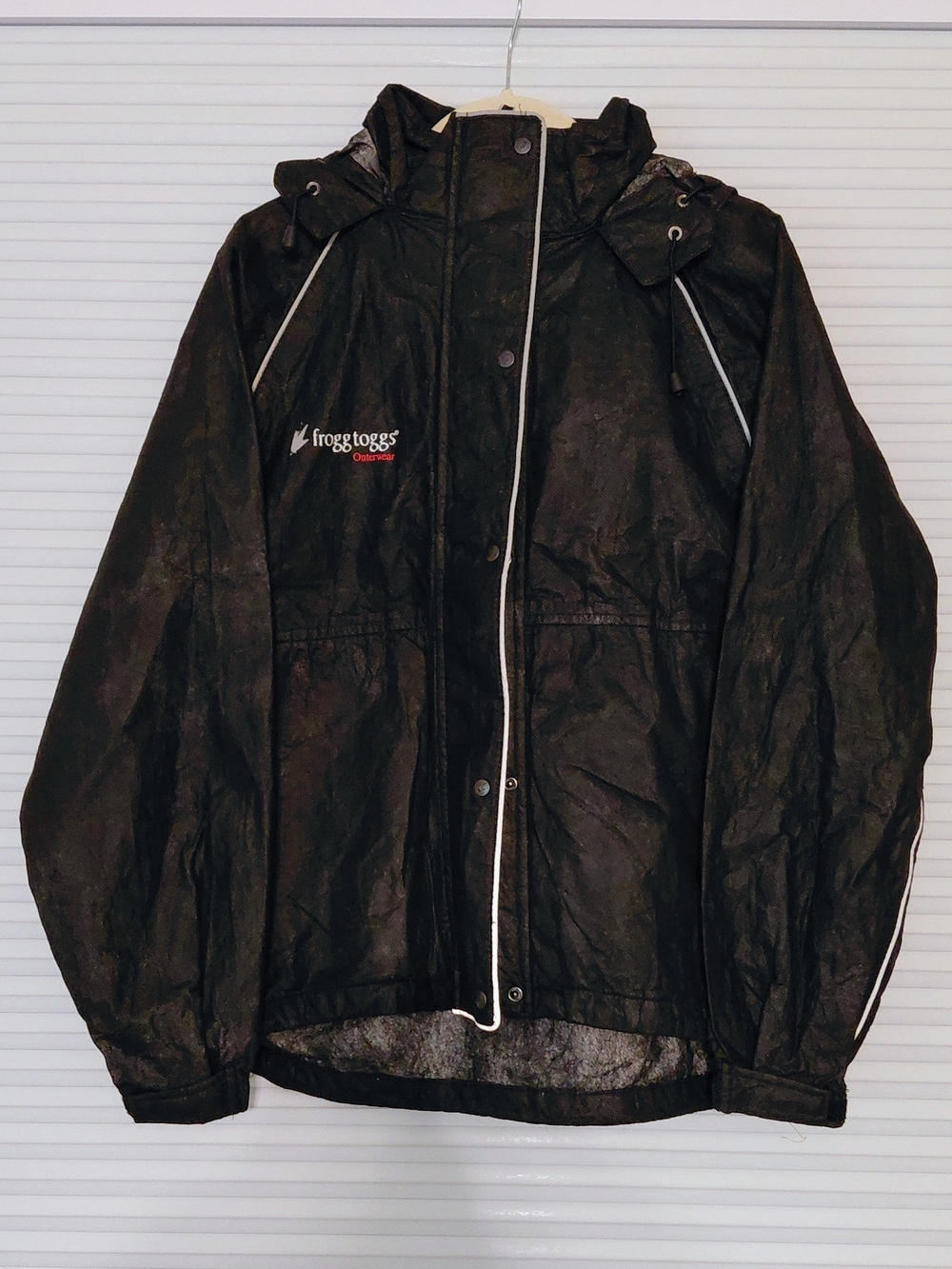 Men's Black Waterproof Hooded Rain Jacket M